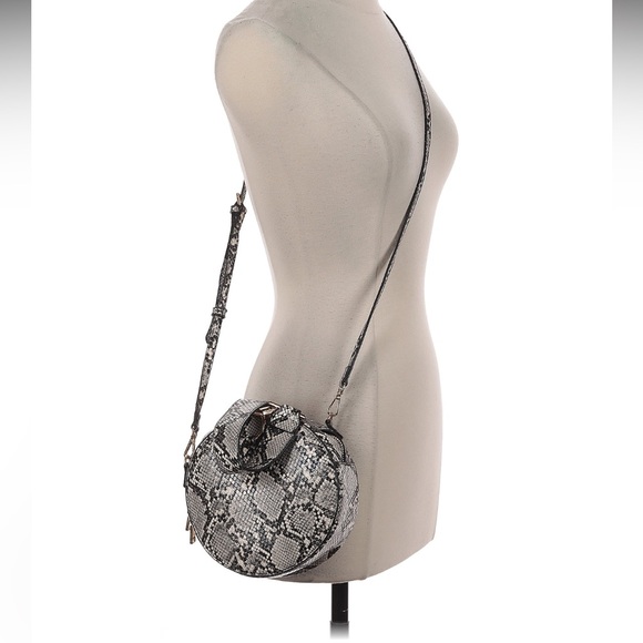 EUC Madison West Snakeskin Crossbody Bag. Round. Wristlet. Black, grey. - Picture 1 of 10